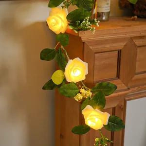 Guirlande lumineuse LED rose artificielle fleurs fée lumières pour chambre fête décoration