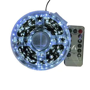 Guirnalda de luces LED de estrella con control remoto cable verde decoración navideña