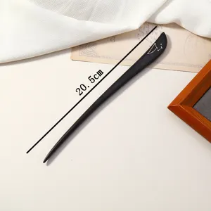 Spilla per capelli in legno di ebano retro, design zodiacale, elegante fermaglio.