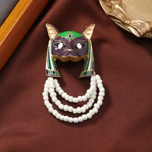 Vintage Fox Mask Brooch Alloy Enamel Tassel Pin Elegant Suit Jacket Accessories Unique Jewelry Gift For Women Men