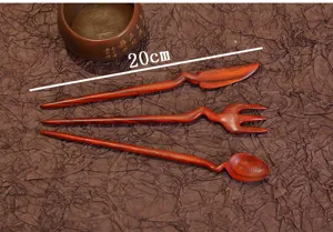 Retro rotes Sandelholz Haarnadel Gabel Löffel Form Haarstab kreativer Haarschmuck 20cm