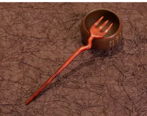 Vintage rotes Sandelholz kreative Haargabel Holz Haarnadel antiker Stil Haarstyling Zubehör