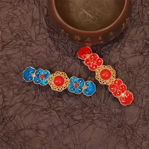 Vintage Cloisonné Gunstige Wolk Veer Haarclip Rood Blauw Geëmailleerd Metaal Haarspangen Voor Vrouwen Bruiloft Feest