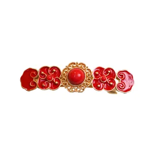 Retro cloisonne wolke veer haarclip voor bruiloft chinese stijl haaraccessoire.