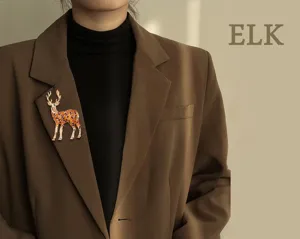 Elegant autumn winter elk brooch enameled rhinestone pin fashion women animal corsage accessory
