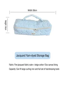 Borsa portaoggetti trapuntata a quadri blu borsa da viaggio per strumenti per capelli.