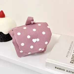 Rosa Punkte Kosmetiktasche Kord Make-up Etui tragbare Reise Aufbewahrungstasche Kulturbeutel