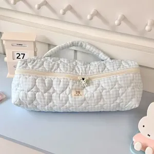 Borsa trapuntata a quadri per asciugacapelli da viaggio borsetta portatrucchi cosmetica