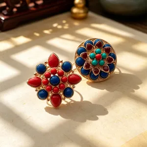 Spilla Loto in Stile Etnico Retrò per Donna in Lega di Zinco con Strass e Finta Turchese per Hanfu Qipao Gioielli Tibetani Accessorio