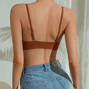 Women wirefree bralette seamless backless bra comfortable everyday undergarment top