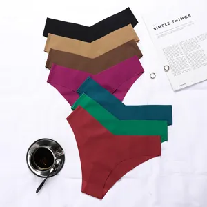 Culotte femme sans couture taille V en soie glacée respirant et confortable lot de slips.
