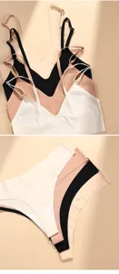 Nahtloser bügelloser BH und Slip Set Damen Sommer dünne sexy V-Ausschnitt Unterwäsche Details
