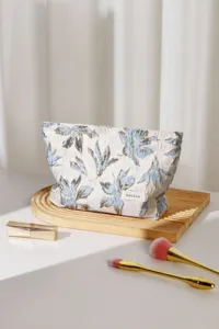 Fresh sweet metallic jacquard cosmetic bag portable large capacity zipper pouch set