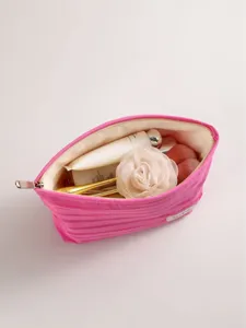 Bolso cosmetico de rayas rosas de gran capacidad estuche para organizar tu maquillaje