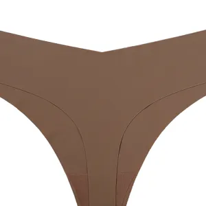 Damen nahtlose einfarbige Tanga Unterwäsche V-Bund bequeme tägliche Intimbekleidung
