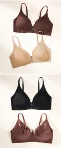 Detail view of seamless front closure push-up bra, smooth straps and comfortable fabric.