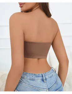 Seamless strapless bra detail shot, showing smooth back design and comfortable fit.