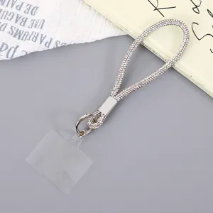 Sparkling rhinestone phone wrist strap lanyard with secure metal clasp