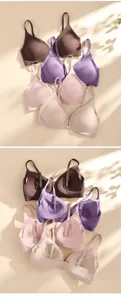 Seamless front closure push up wireless bra, comfortable backless design for women daily use.