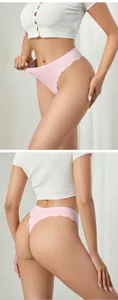 Donna perizoma senza cuciture in seta di ghiaccio sexy bordo ondulato vita bassa slip