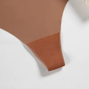 Seamless ice silk low waist thong women comfortable minimalist solid color underwear detail