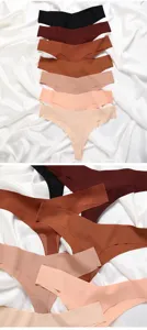 Femme string en soie glacée sans couture taille basse respirant sexy culotte unie sous-vêtement