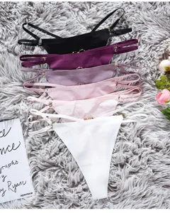 Sexy women solid color double strap thong seamless comfortable underwear multi-color soft g-string