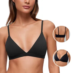 Women's French Triangle Cup Bra Wireless Seamless Comfort Bralette Soft Daily Underwear Adjustable Straps Breathable Lingerie