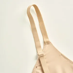 Nude seamless French triangle bralette with thin adjustable strap for daily comfort wear