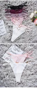 Sexy women solid color double thin strap thong seamless underwear seductive G-string.