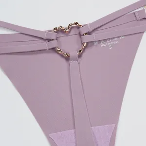 Women solid color double strap sexy seamless thong underwear intimate apparel panty