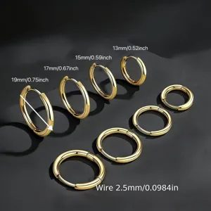 Edelstahl Creolen Set 4 Paar goldene runde Ohrringe 13mm bis 19mm Alltagsschmuck