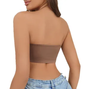 Seamless strapless bra top for women, comfortable push-up bandeau for yoga, sports and daily wear.