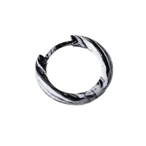Stainless steel black white gradient enamel hoop earring for women men fashion daily wear.