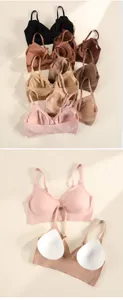 Comfortable seamless wireless women bra, thin padded plus size daily underwear details.