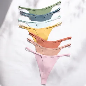 Women seamless ice silk thong low waist breathable solid color thongs underwear multipack