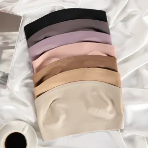 Seamless strapless bra bandeau tube top women non slip invisible wireless thin multi-color