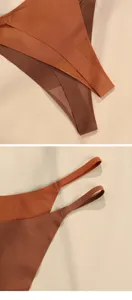 Detailed view of women's seamless ice silk thong, ultra-thin breathable straps, exquisite craft.
