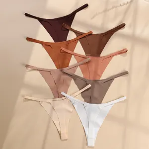 Women's sexy thin strap thong ice silk breathable comfortable yoga invisible underwear