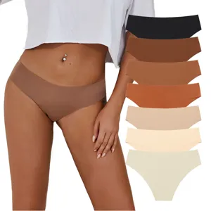 Culottes Sans Coutures en Soie Glacée pour Femmes Taille Basse Respirant Couleur Unie Slips Confortables Sous-vêtements Extensibles