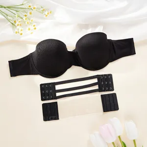 Women Sexy Strapless Bandeau Tube Top Seamless Gathered Backless Evening Party Solid Color Underwear