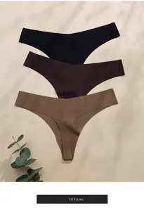 Seamless low waist thong underwear set for women, comfortable daily wear and breathable fabric.