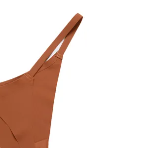 Women ice silk seamless thong underwear, comfortable breathable sporty yoga thin brief brown