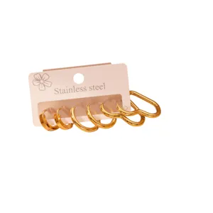 Stainless steel hoop earrings set minimalist style fashion jewelry various sizes view
