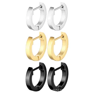 Stainless steel small U-shape hoop earrings set, minimalist geometric horseshoe earrings.