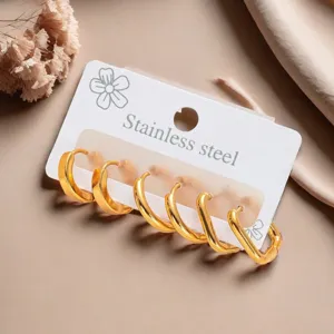 Stainless steel gold hoop earrings set minimalist geometric earrings for women fashion jewelry