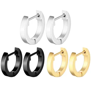 Stainless steel small U-shape hoop earrings, geometric minimalist design, multi-color available.