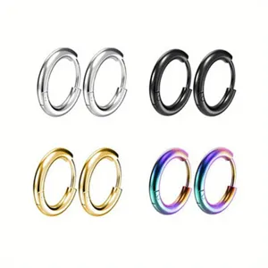 Boucles d'oreilles créoles en acier inoxydable pour hommes et femmes, design classique.