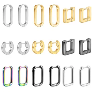 Minimalist Stainless Steel U Shaped Hoop Earrings For Men Women Geometric Polished Horse Shoe Stud Earrings Fashion Commute Jewelry