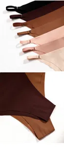 Women's seamless thin strap low waist bikini underwear detail view, breathable comfortable fabric.